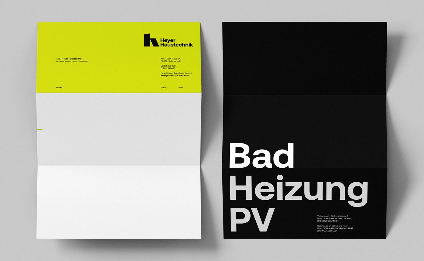 A87 Design Büro, Lüdenscheid, Werbeagentur, Grafik, Kommunikation, Corporate Design, Branding, Markendesign, Kampagne, Plakat, Webdesign, Sauerland, Fotoshooting, Heyer Haustechnik, Gas Wasser Installation, PV-Anlage, Heizung, Sanitär Logo, NRW, Nordrhein-Westfalen